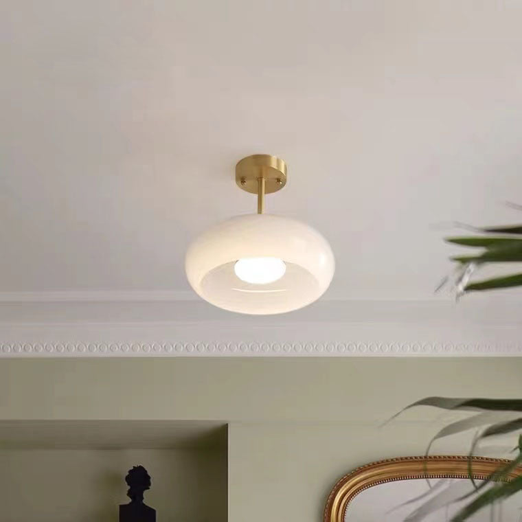 Vintage Brass Ceiling Light - Japanese Flush Mount