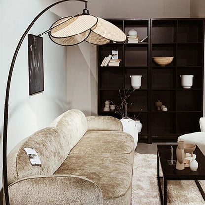 Retro Rattan Floor Lamp - Tall Standing Light