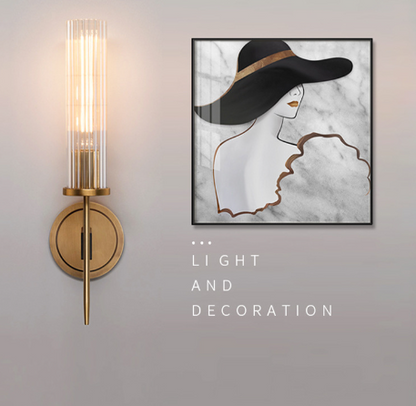 Copper Glass Wall Sconce - Accent Light for Bedroom