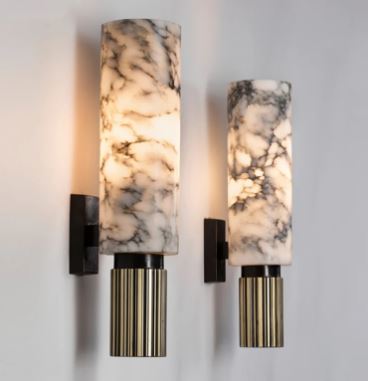 Spanish Marble Wall Sconce - Copper Accent Light