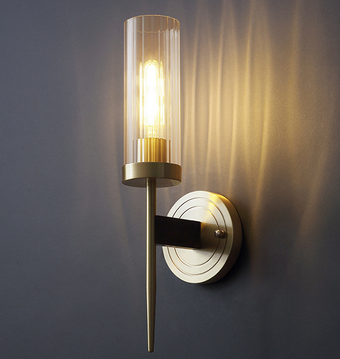 Copper Glass Wall Sconce - Accent Light for Bedroom