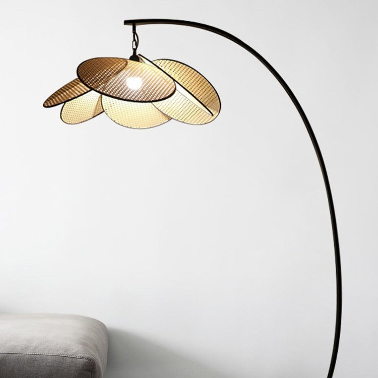 Retro Rattan Floor Lamp - Tall Standing Light