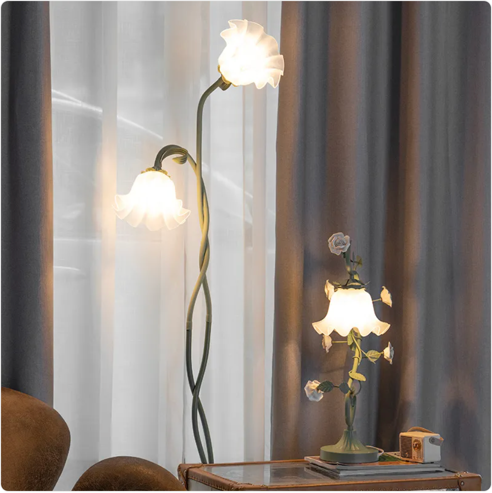 Cream Multi-Head Floor Lamp - Retro Standing Light