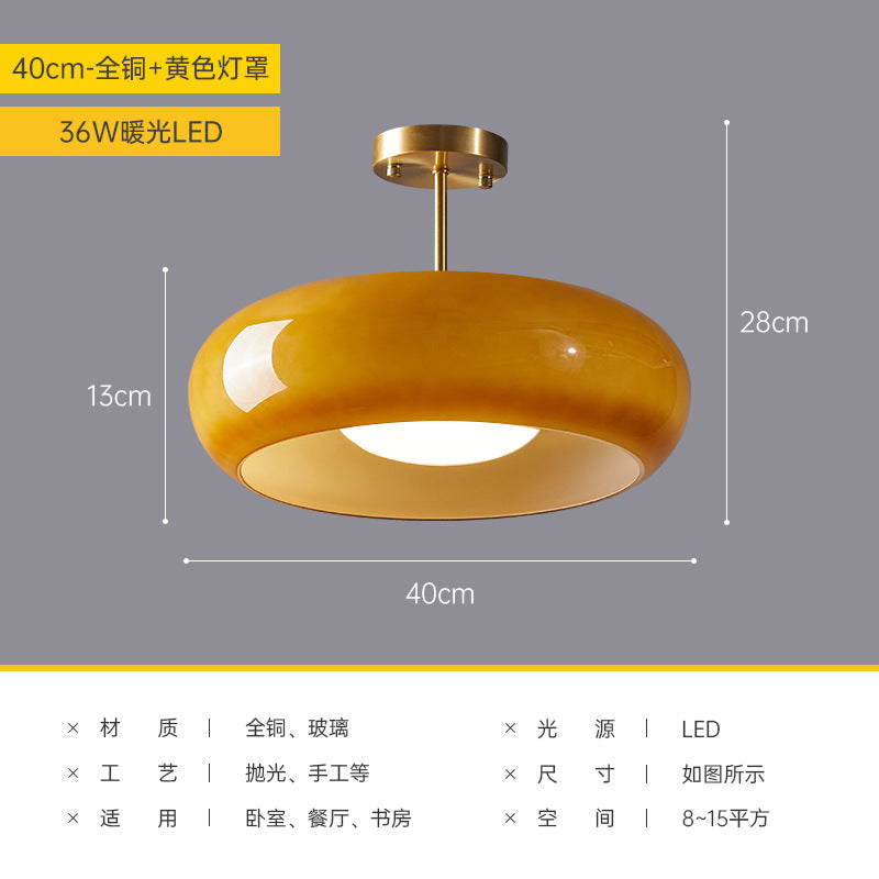 Vintage Brass Ceiling Light - Japanese Flush Mount
