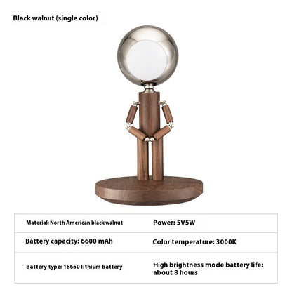 Wood Moon Lamp - USB Rechargeable Night Light