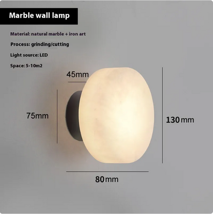 Spanish Marble Wall Lamp - Round Natural Stone Sconce