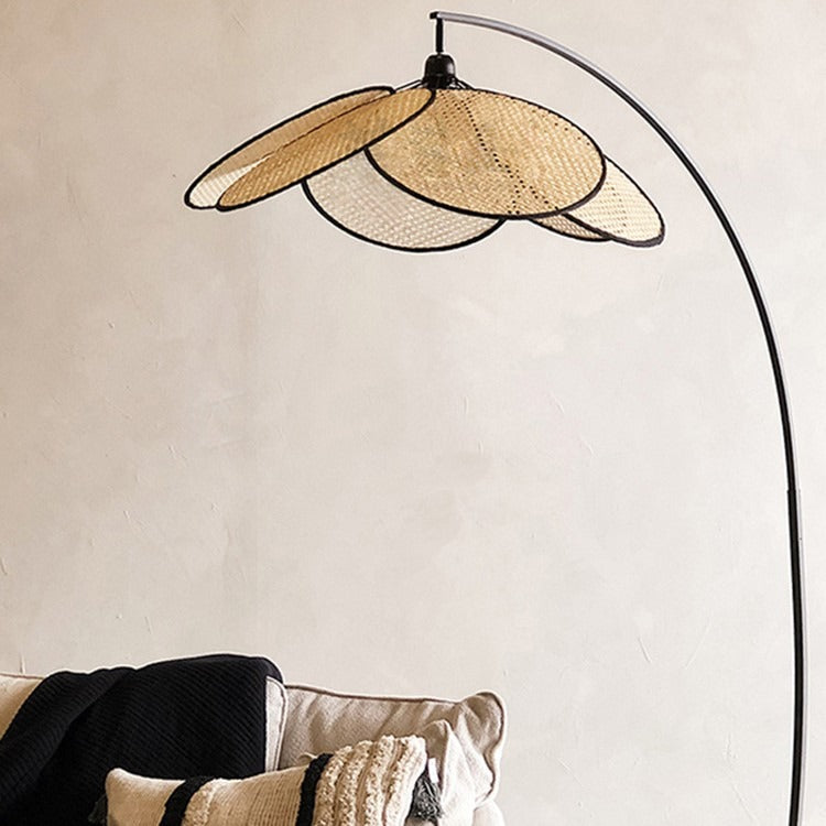 Retro Rattan Floor Lamp - Tall Standing Light