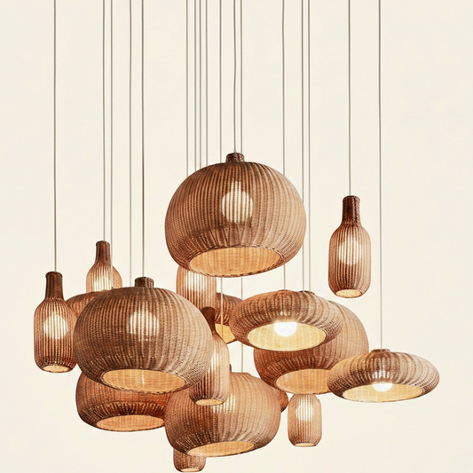Nordic Handwoven Rattan Chandelier - clean uniform edit