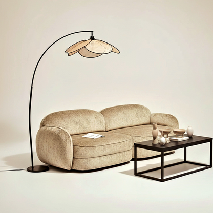 Retro Rattan Floor Lamp - clean uniform edit