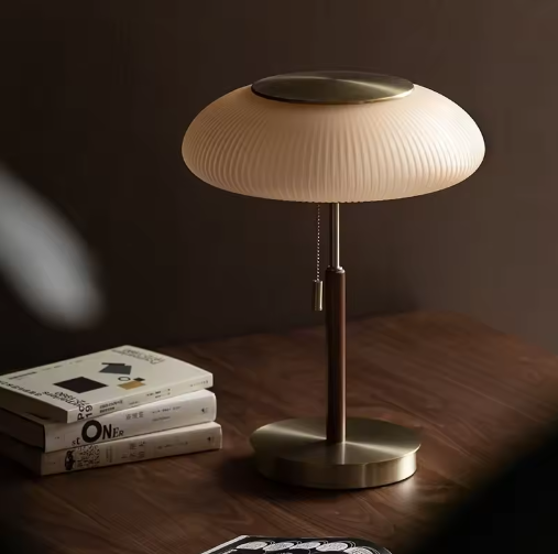 Vintage Glass Desk Lamp - Wrought Iron Reading Light