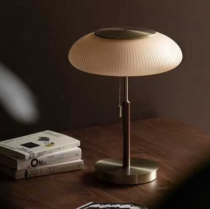 Vintage Glass Desk Lamp - Wrought Iron Reading Light