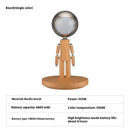 Wood Moon Lamp - USB Rechargeable Night Light