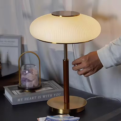 Vintage Glass Desk Lamp - Wrought Iron Reading Light