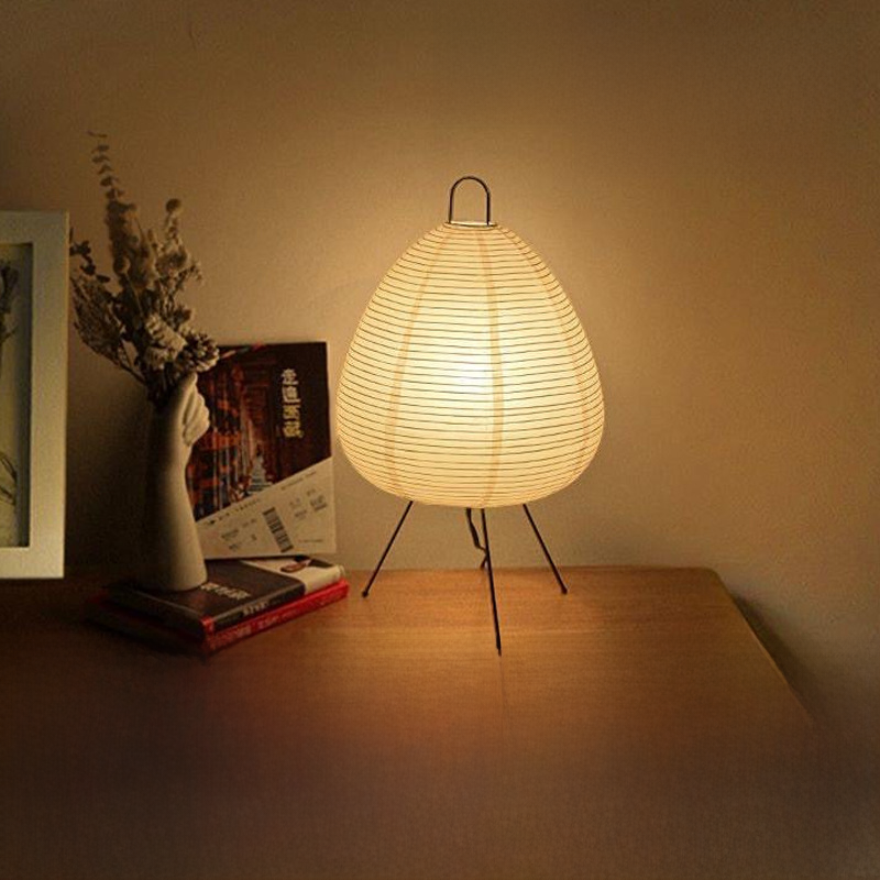 Wabi-Sabi Paper Table Lamp - Warm LED Light for Bedroom