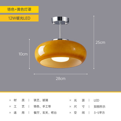 Vintage Brass Ceiling Light - Japanese Flush Mount