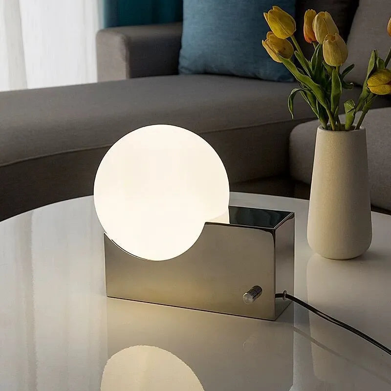 Milky White Moon Table Lamp - Nordic Bedside Light