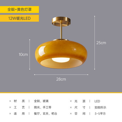 Vintage Brass Ceiling Light - Japanese Flush Mount