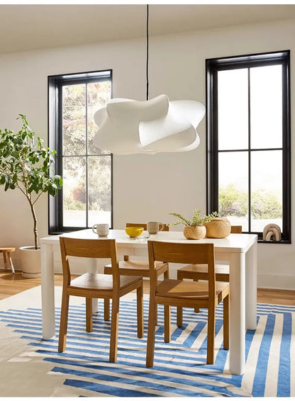 Silk Shade Chandelier - Japanese Wood Ceiling Light