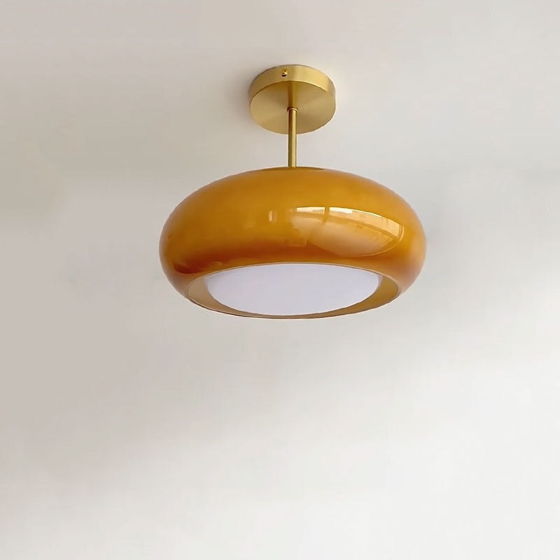 Vintage Brass Ceiling Light - Japanese Flush Mount