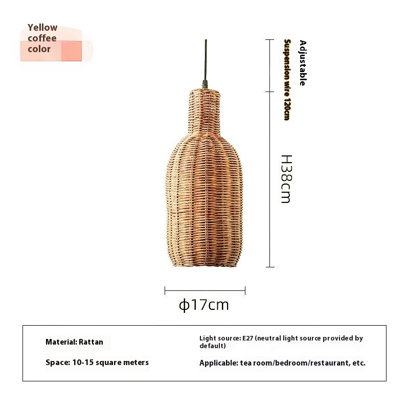 Handwoven Rattan Chandelier - Boho Ceiling Light