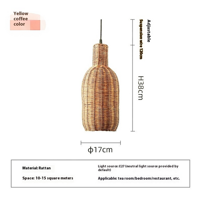 Handwoven Rattan Chandelier - Boho Ceiling Light