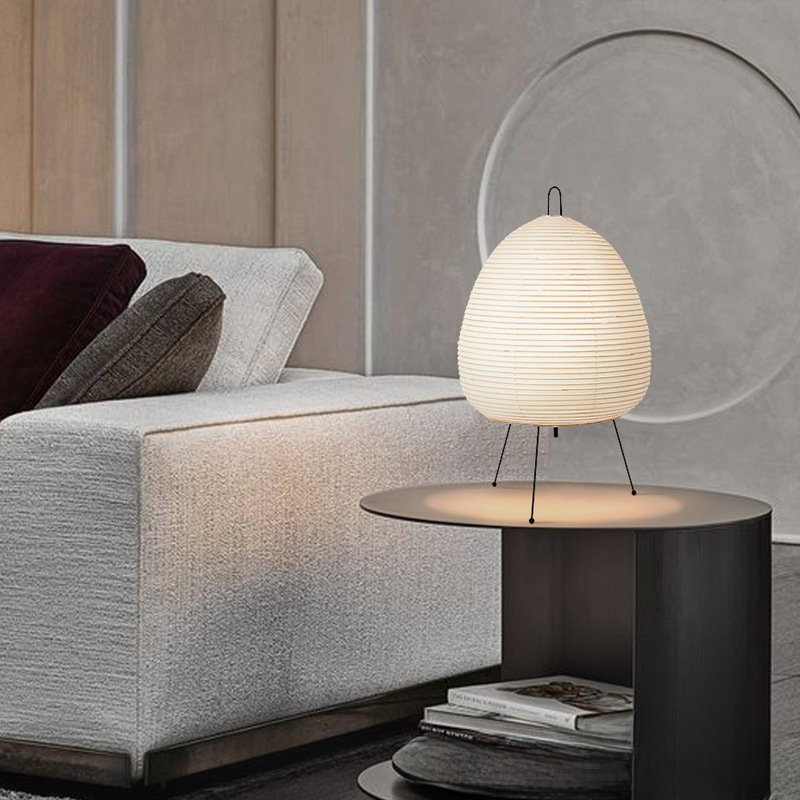 Wabi-Sabi Paper Table Lamp - Warm LED Light for Bedroom
