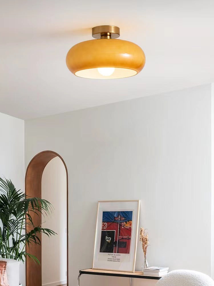 Vintage Brass Ceiling Light - Japanese Flush Mount