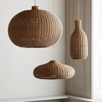Handwoven Rattan Chandelier - Boho Ceiling Light
